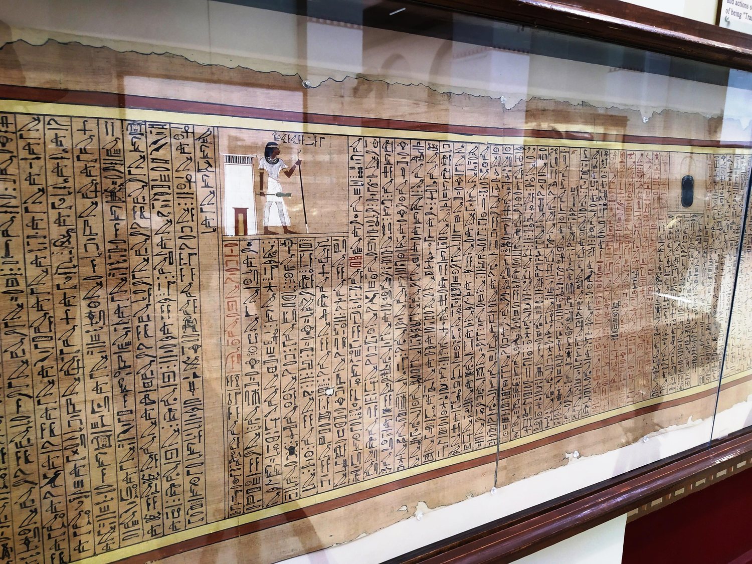 Ancient papyrus displayed in the Egyptian Museum in Cairo